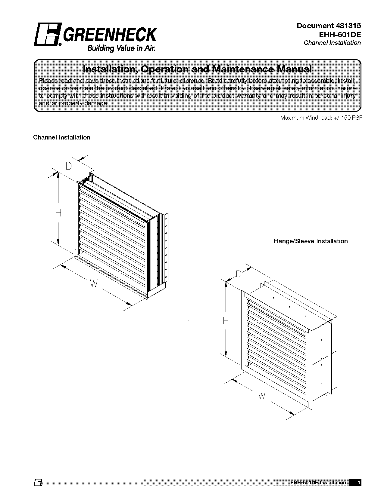 greenheck louver installation instructions