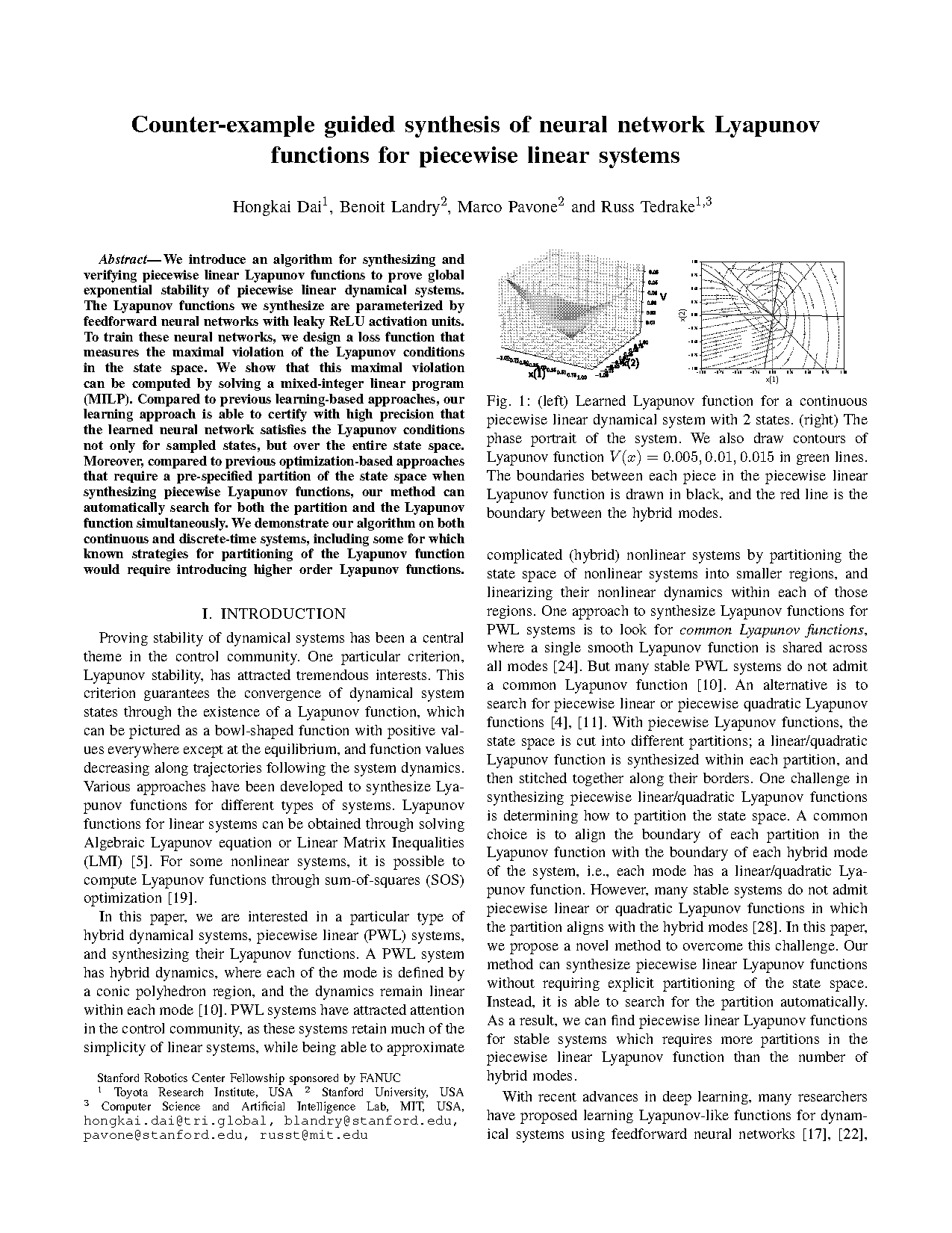 example of lyapunov function