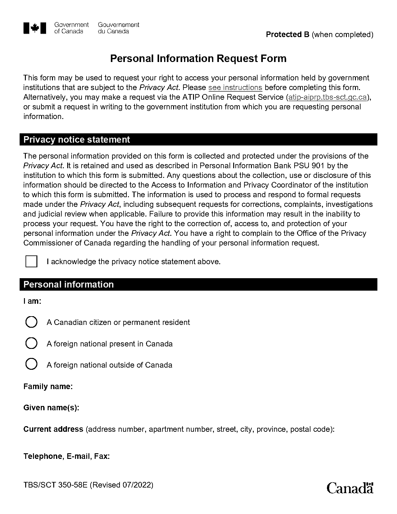 personal information request form cbsa