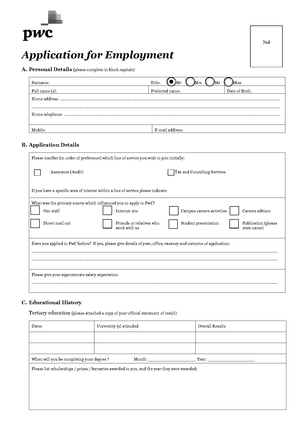 pwc undergraduate application process