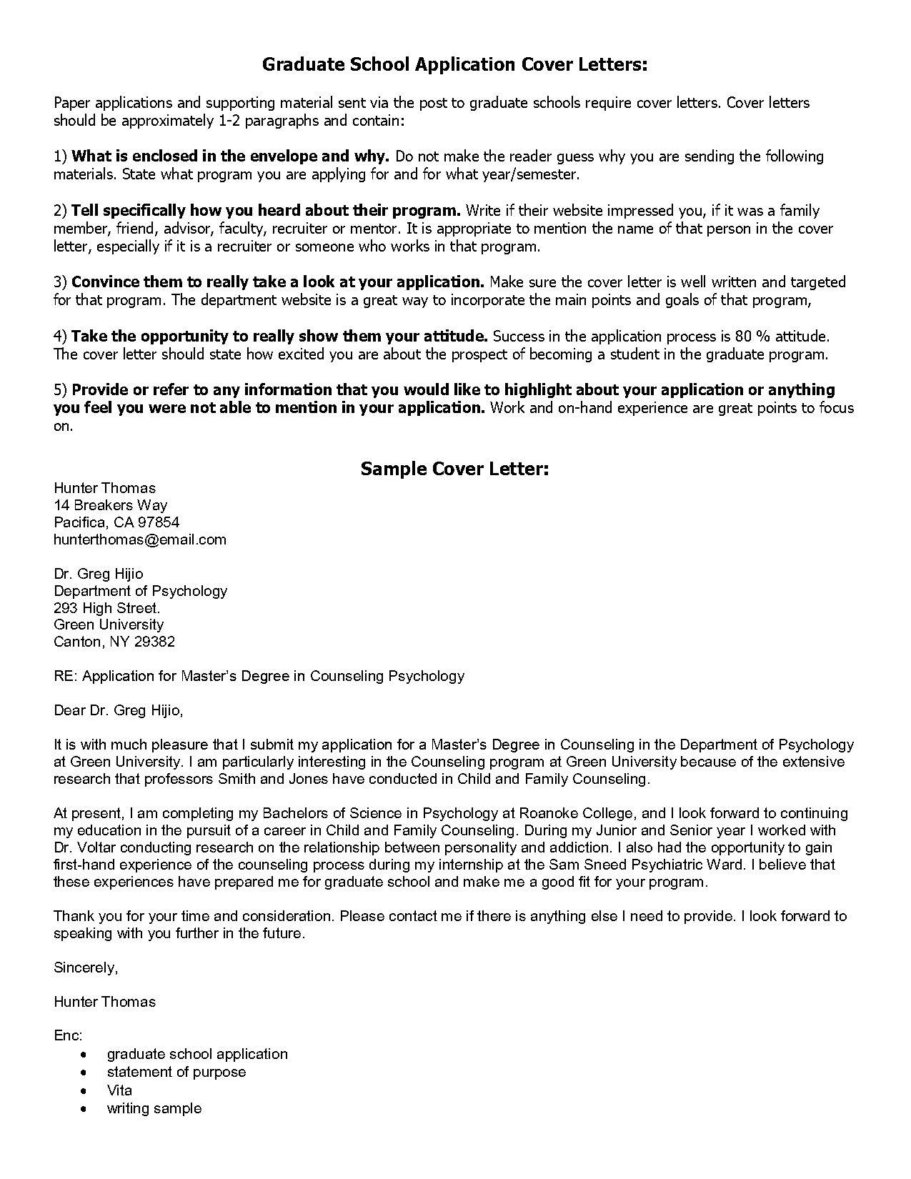 cover letter for university application format