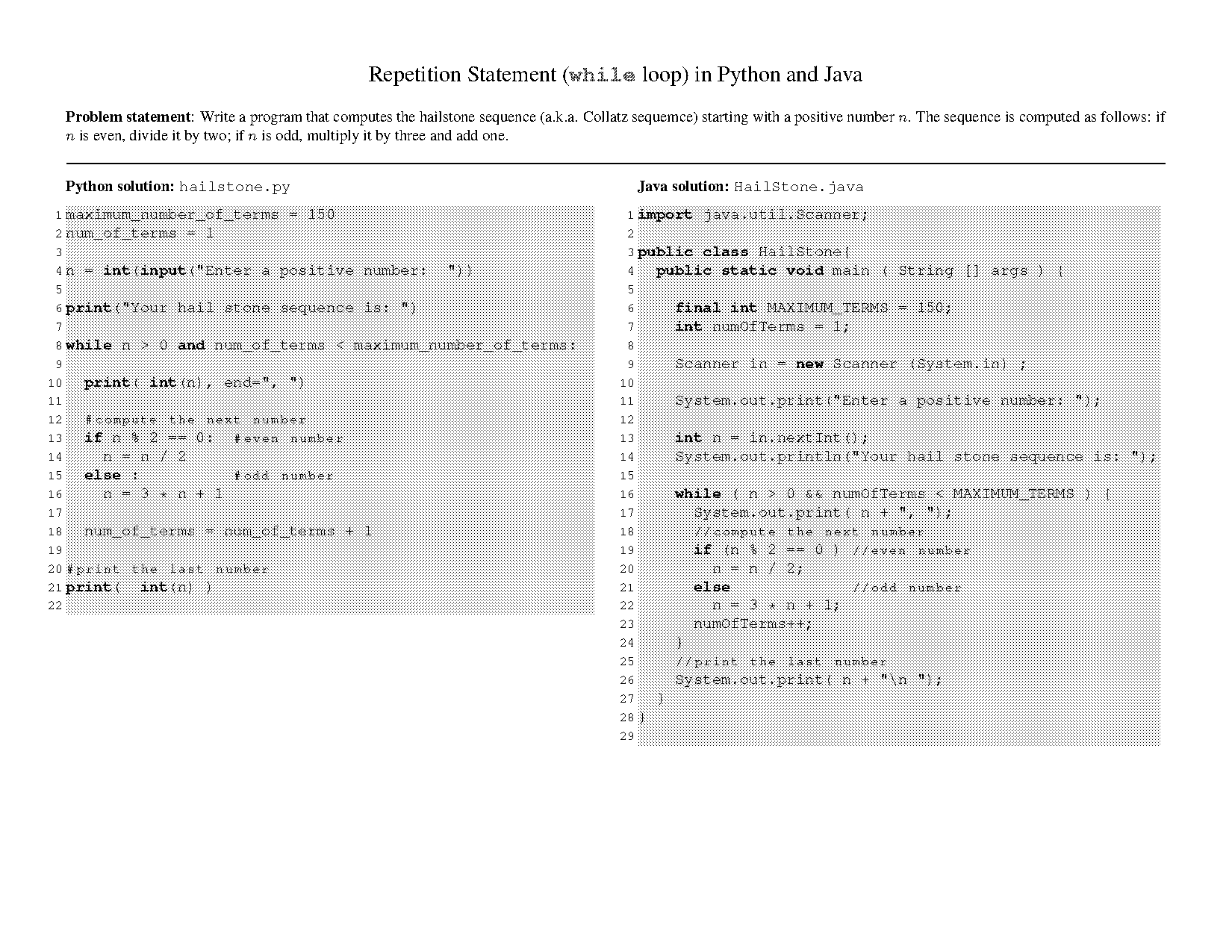 python two while statement