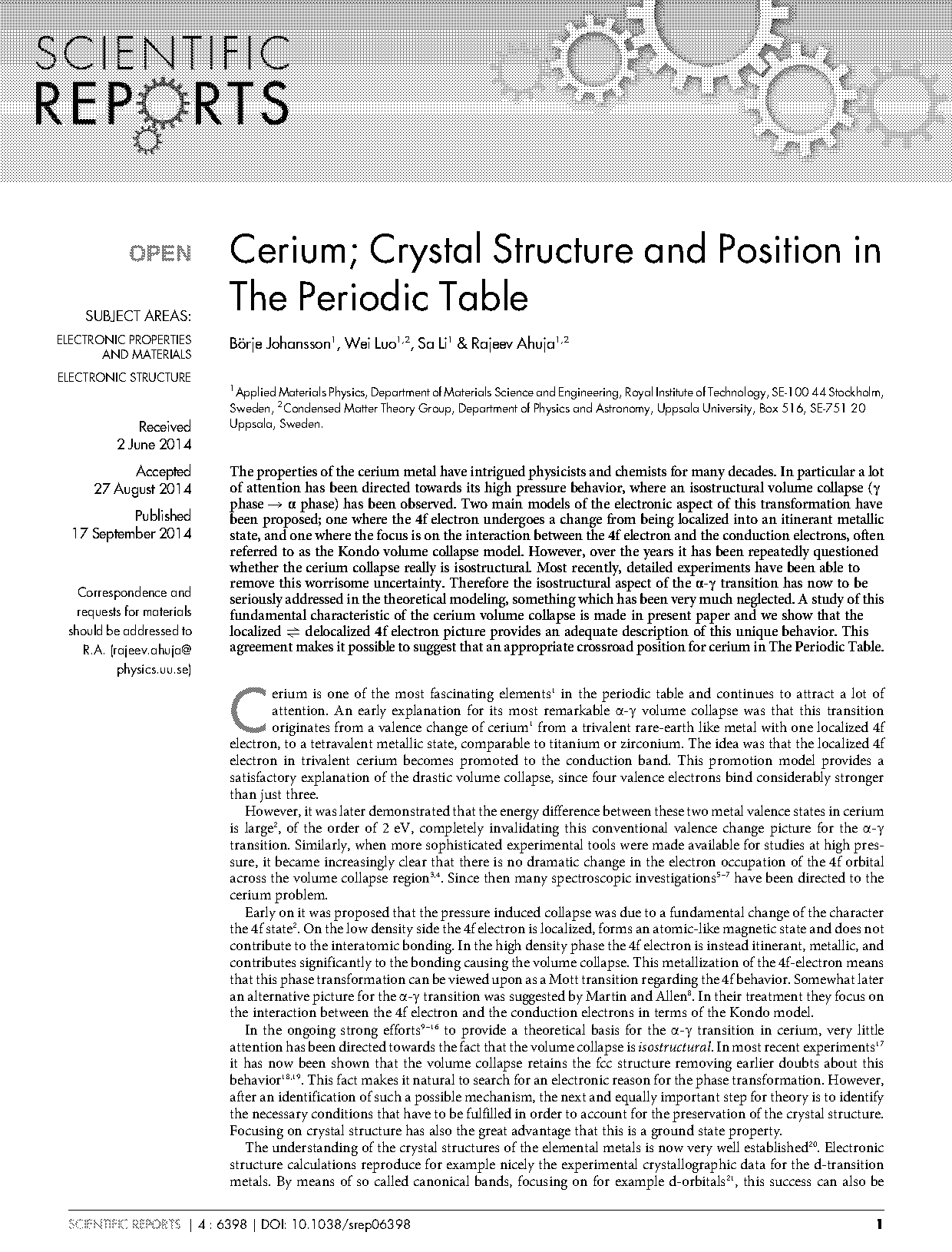 periodic table crystal structure