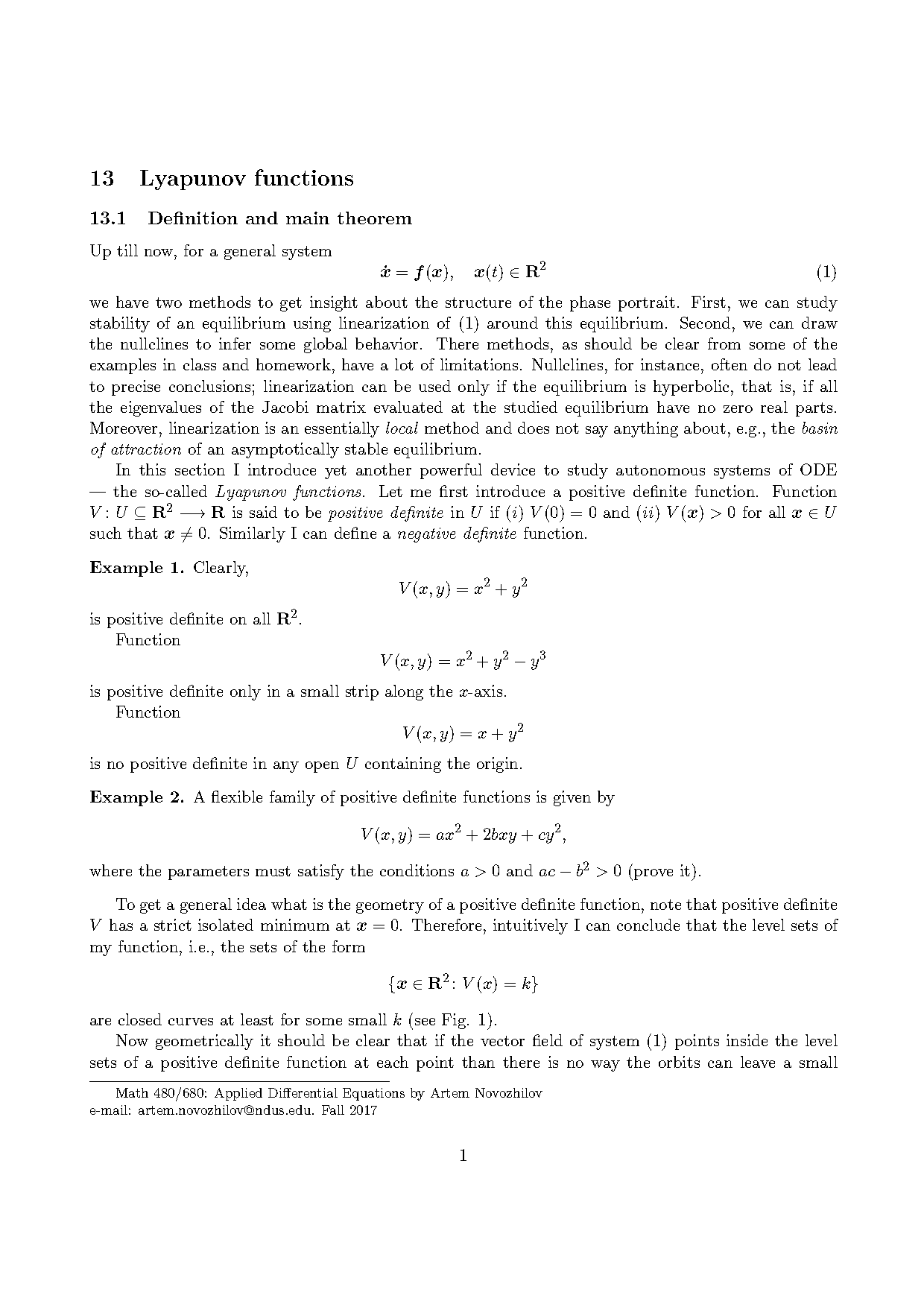 example of lyapunov function