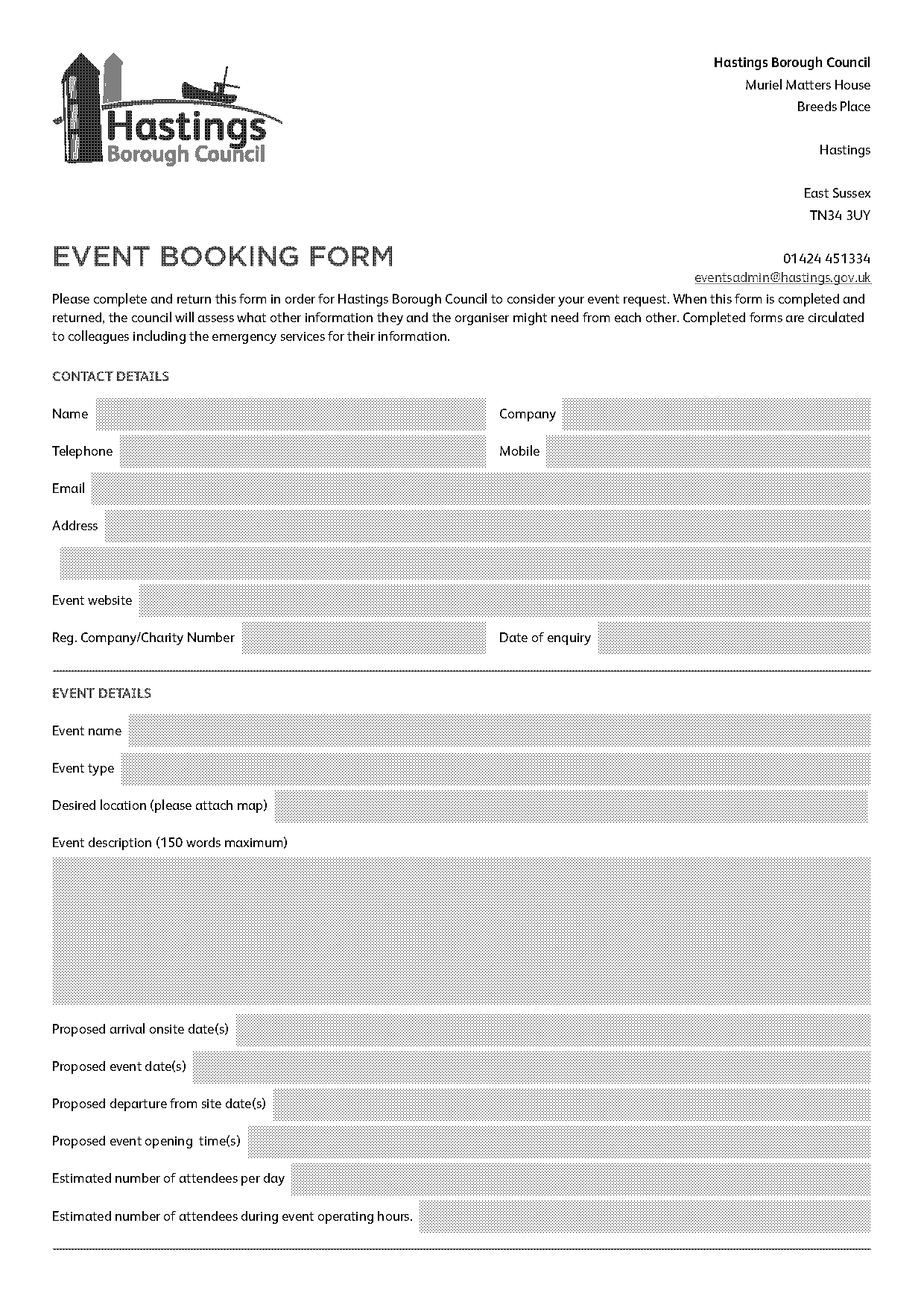 meeting booking form template