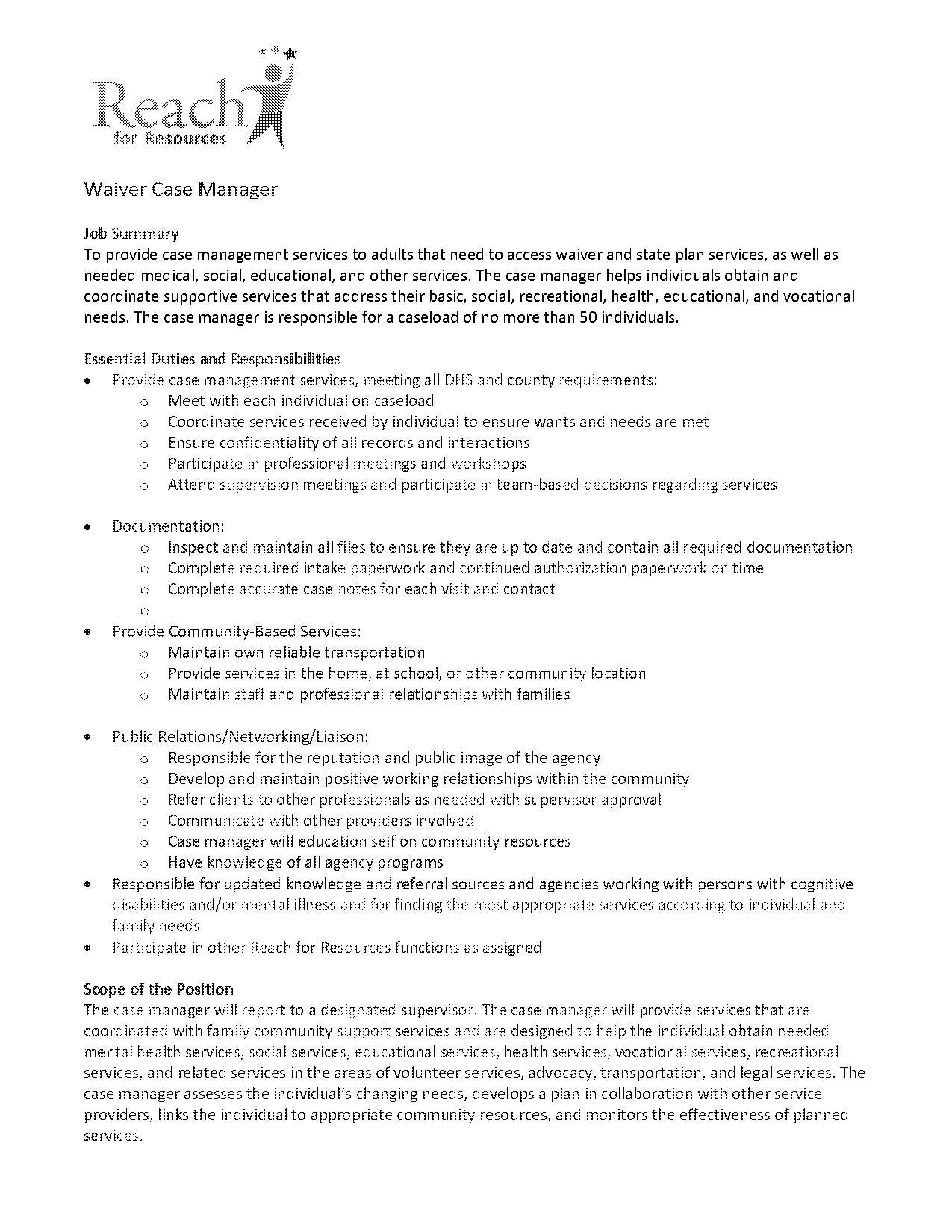 resume objective case manager