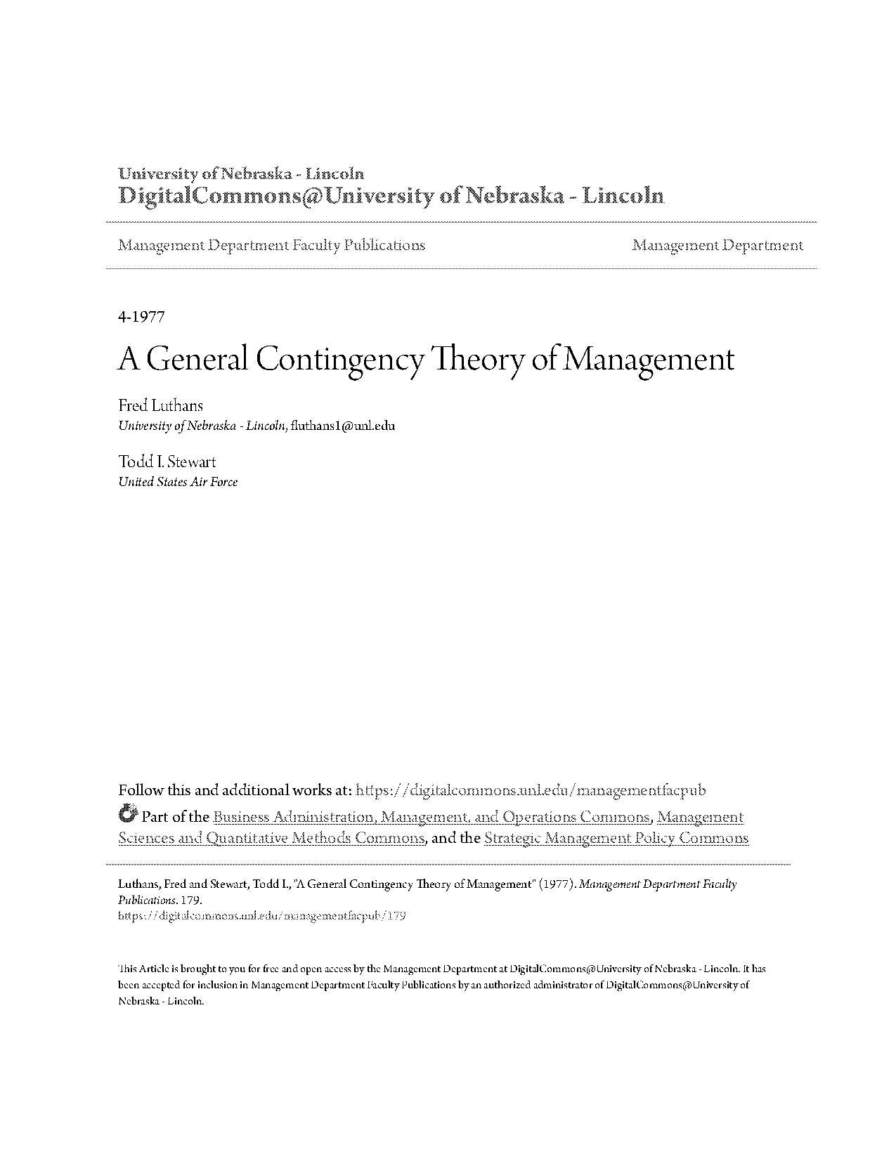 contingency theory of management examples