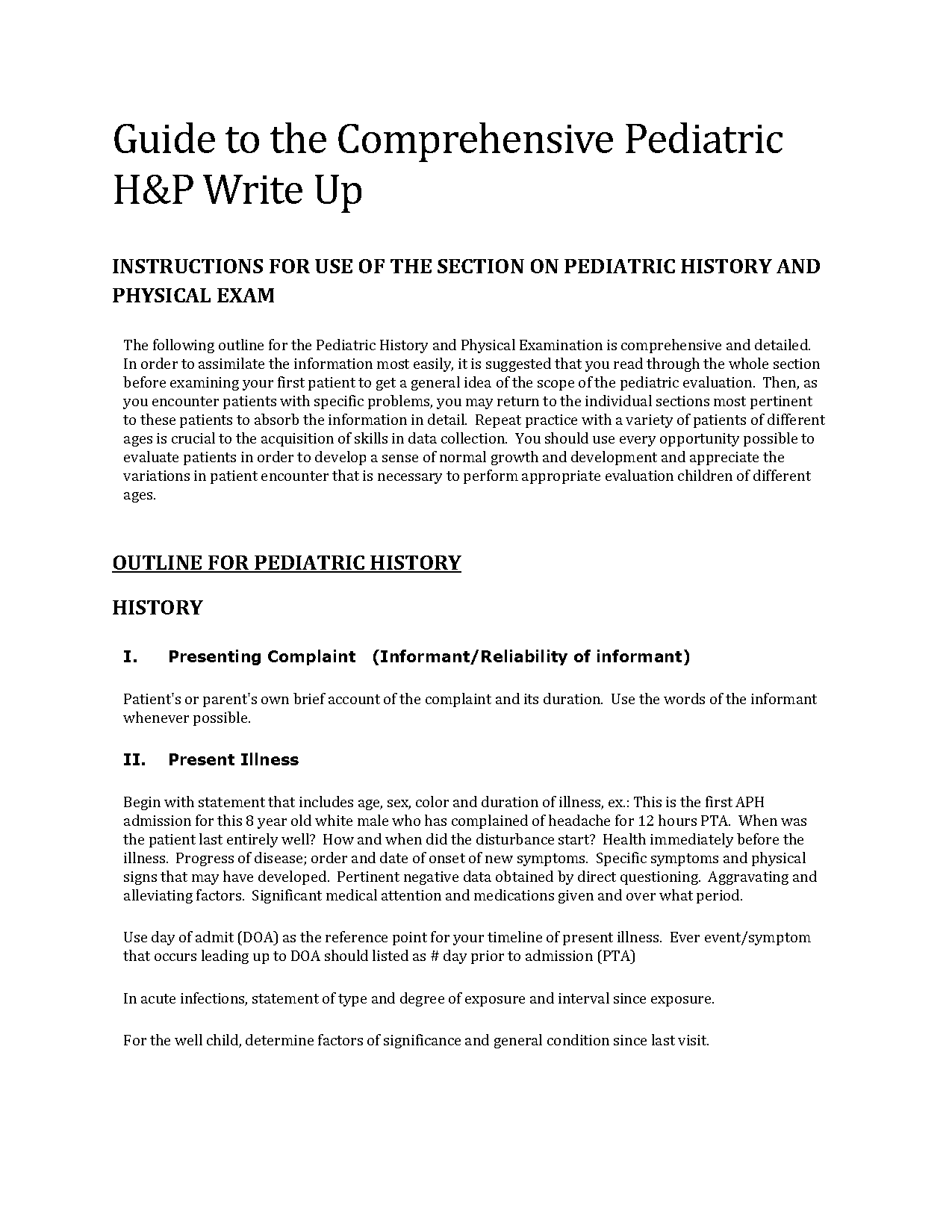 physical exam example write up