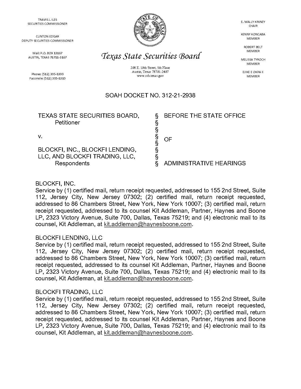 texas notice to trap mail rules