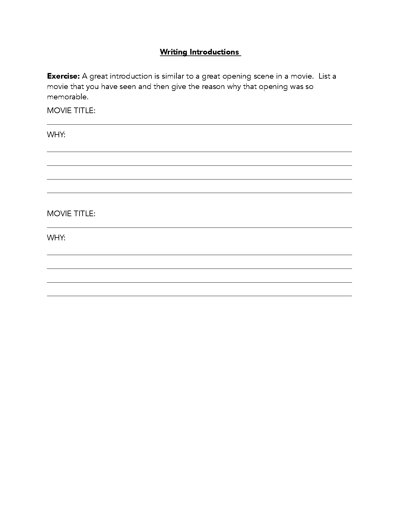 introduction to paragraph writing worksheet