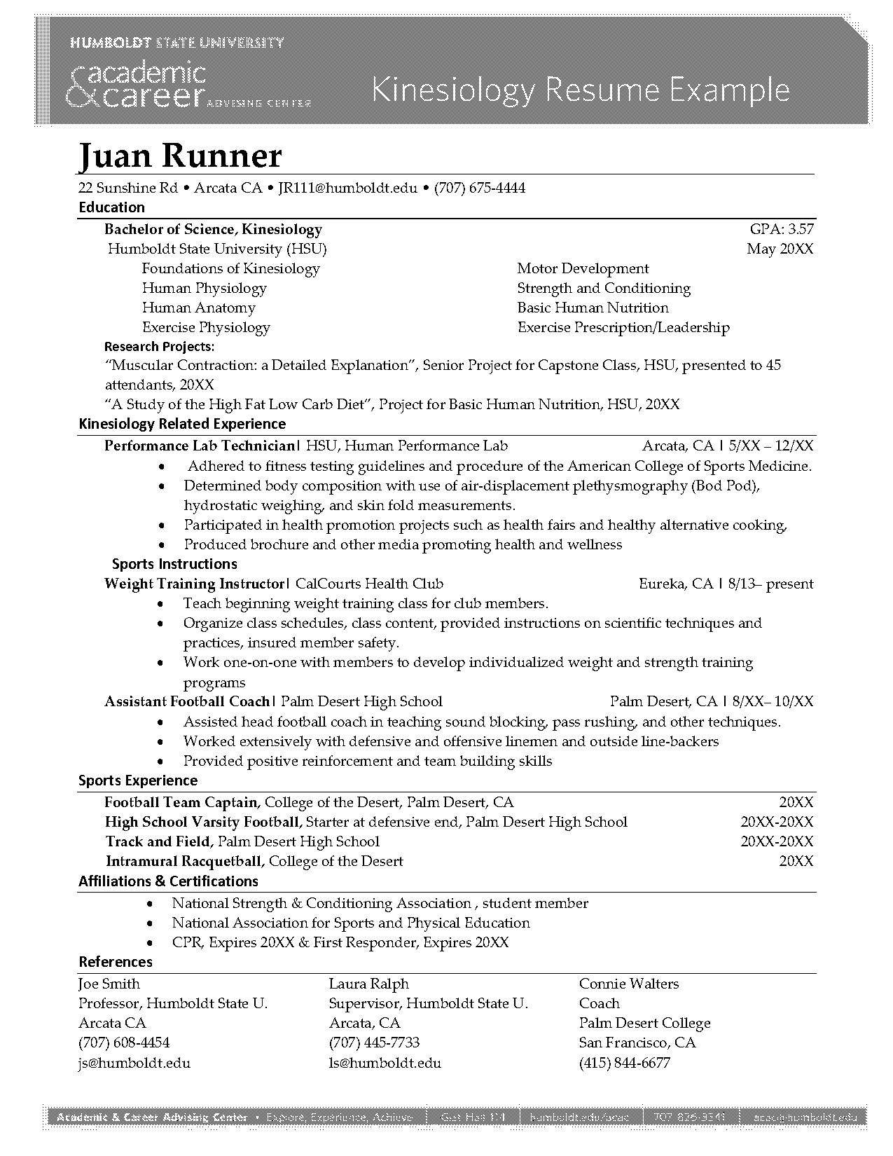 entry level kinesiology resume