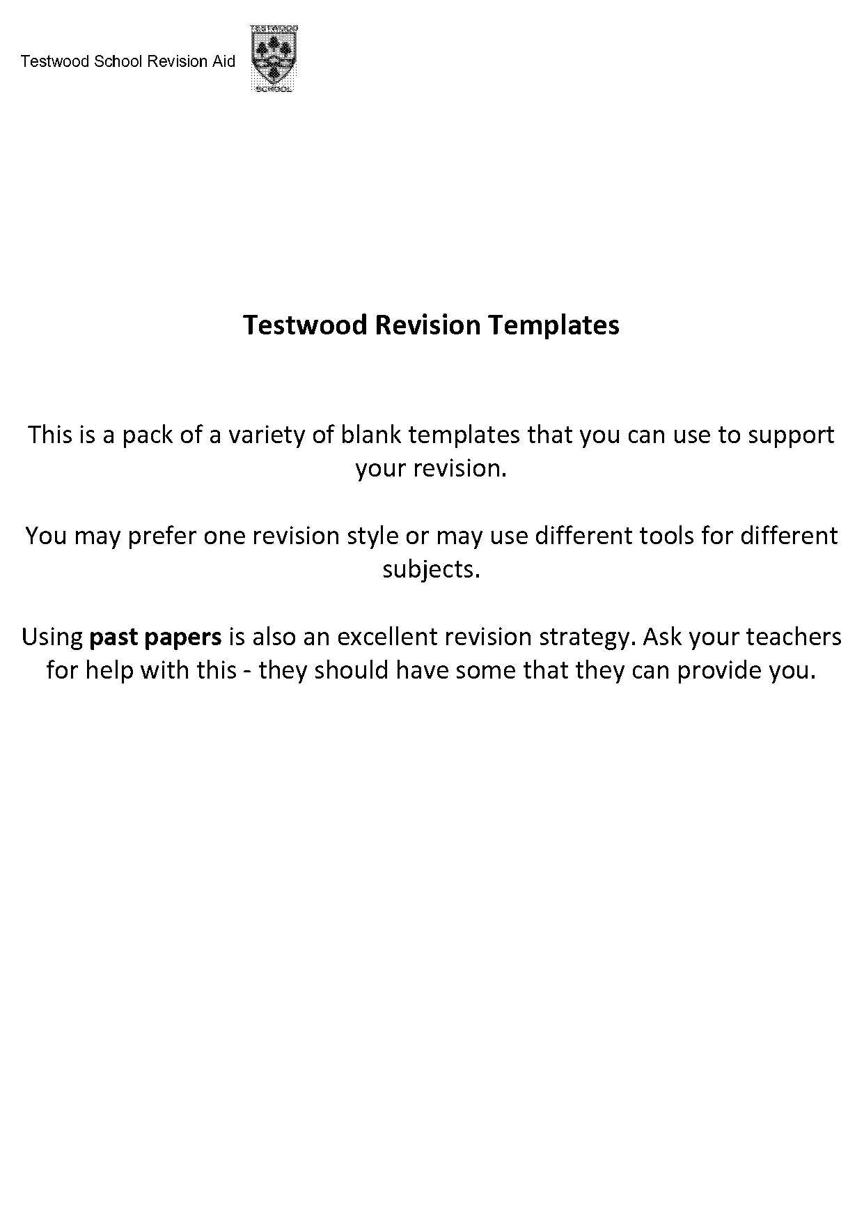 blank revision cards template