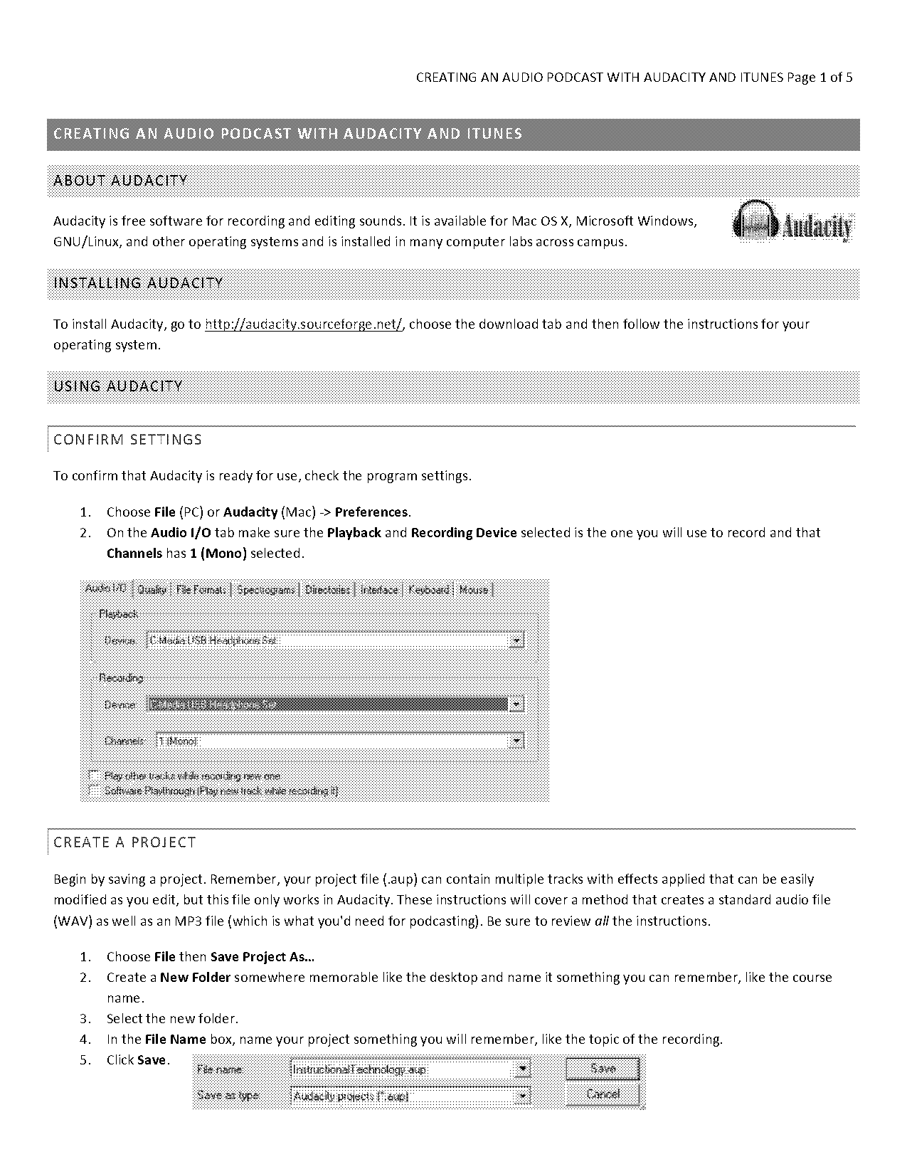 audacity sound recording software