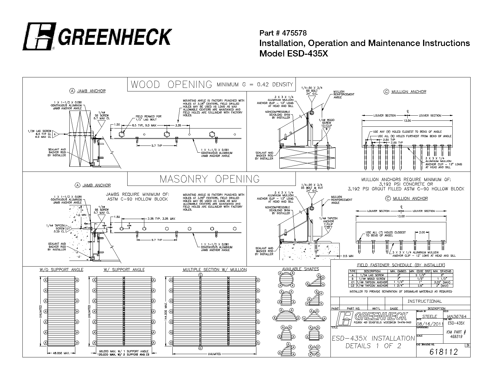 greenheck louver installation instructions