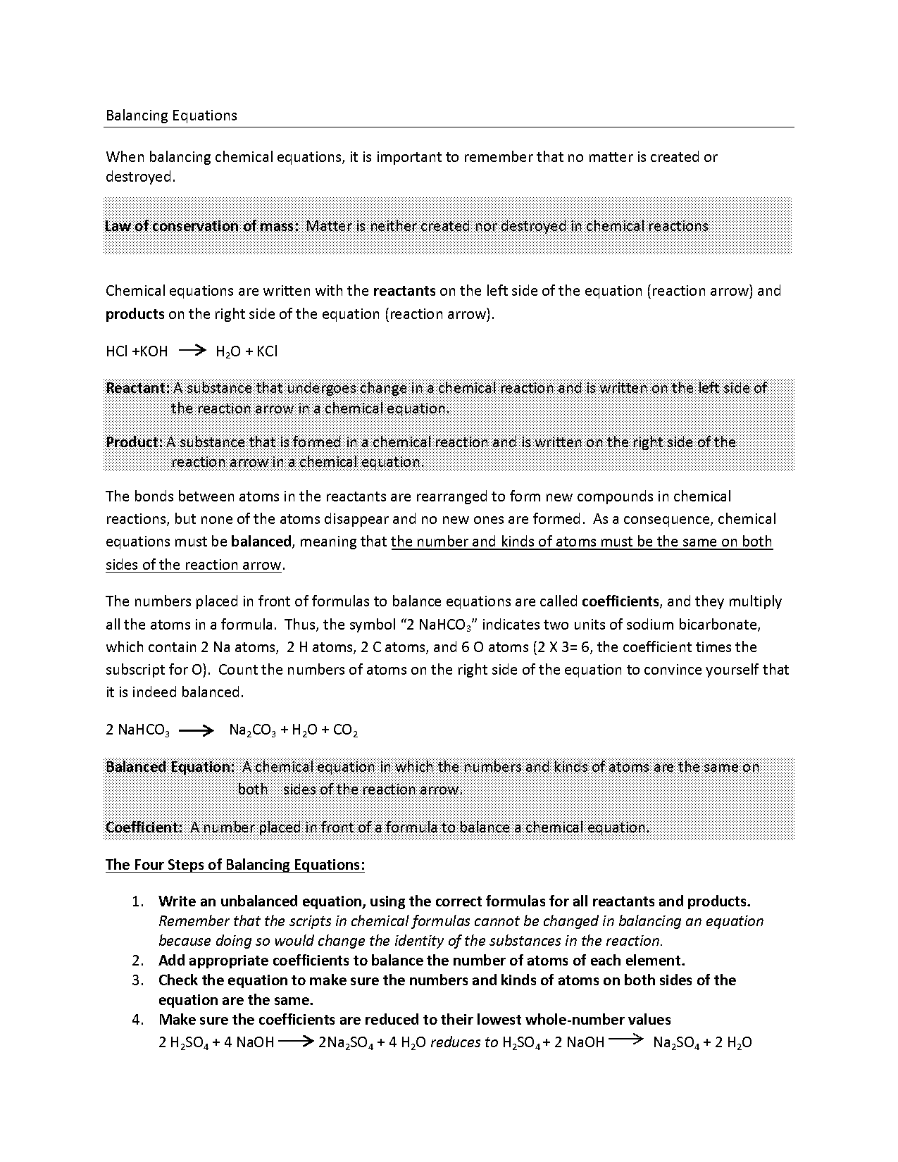 how are formular used to write a chemical equation