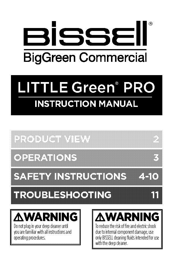 little green bissell cleaner instructions