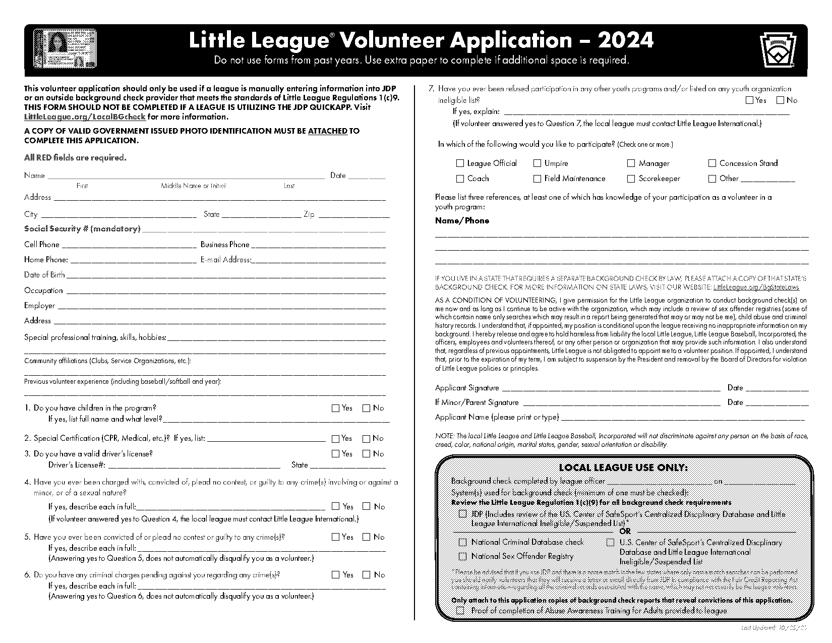 elkton little league medical release form