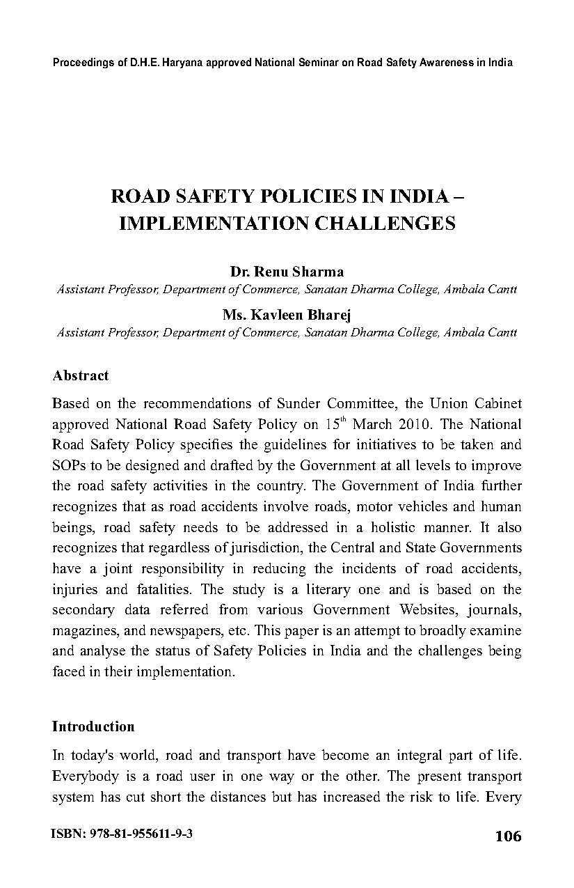 national road safety policy in india