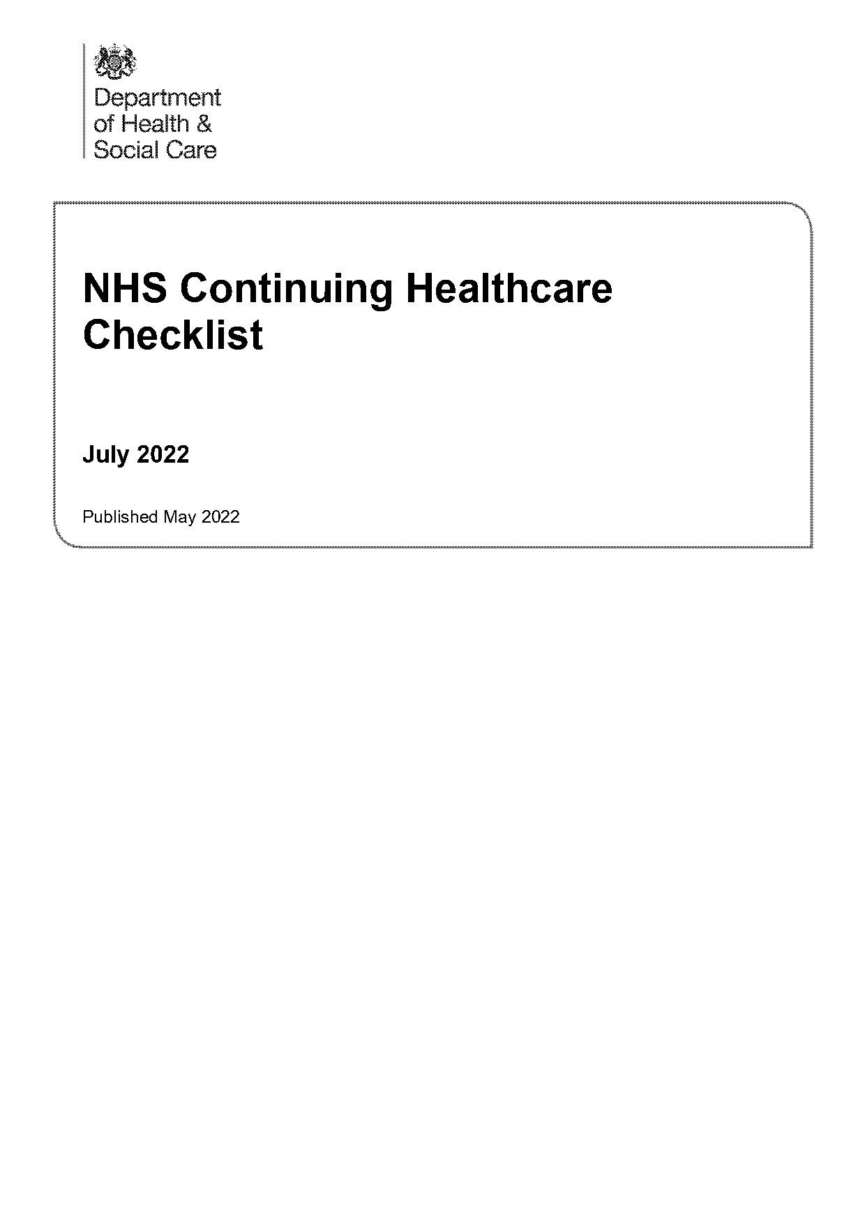 nhs continuing care checklist pdf