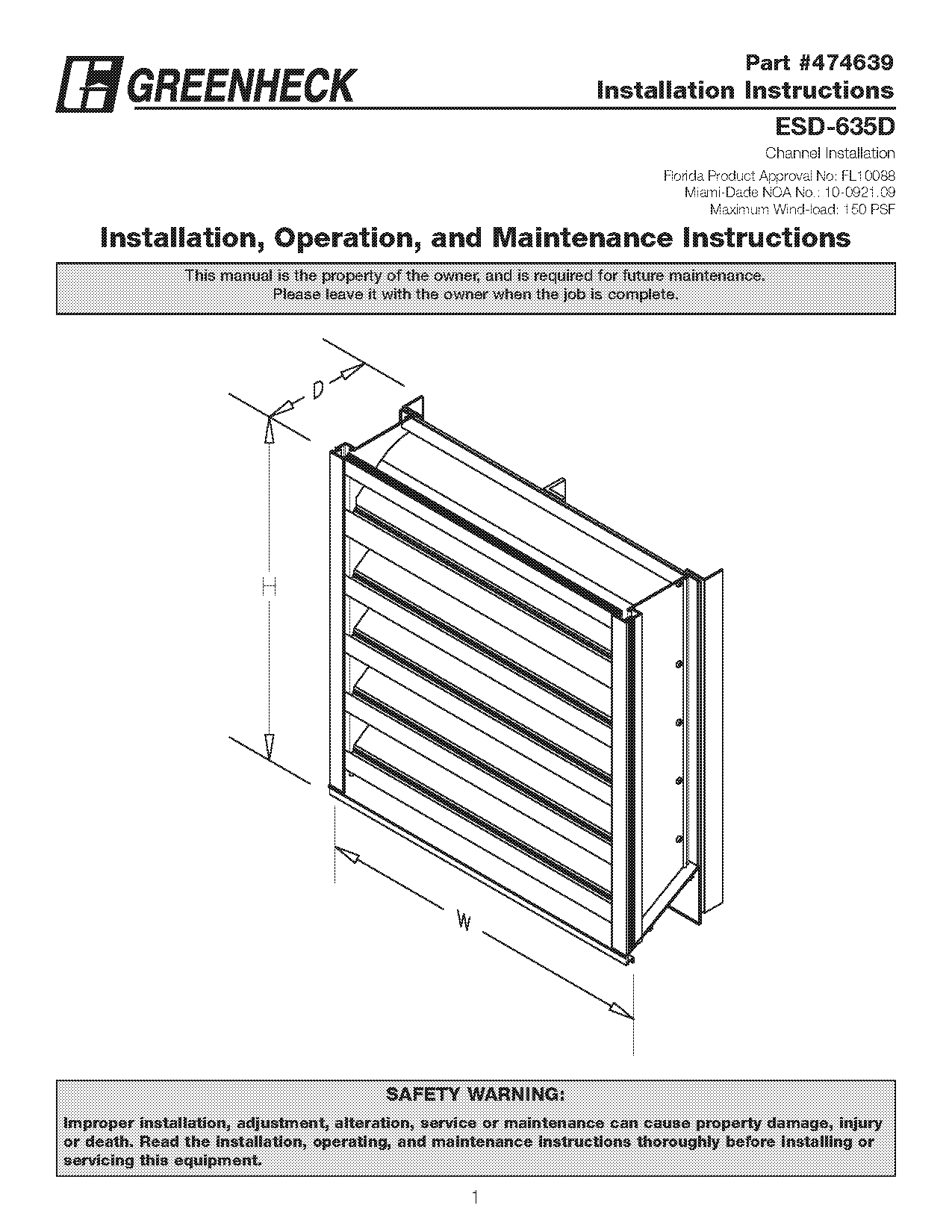 greenheck louver installation instructions